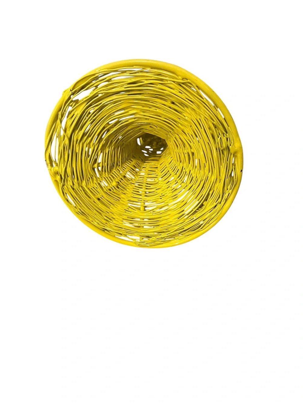 Vintage Yellow Spun Wire Taper Candlestick Holders - Set of 2